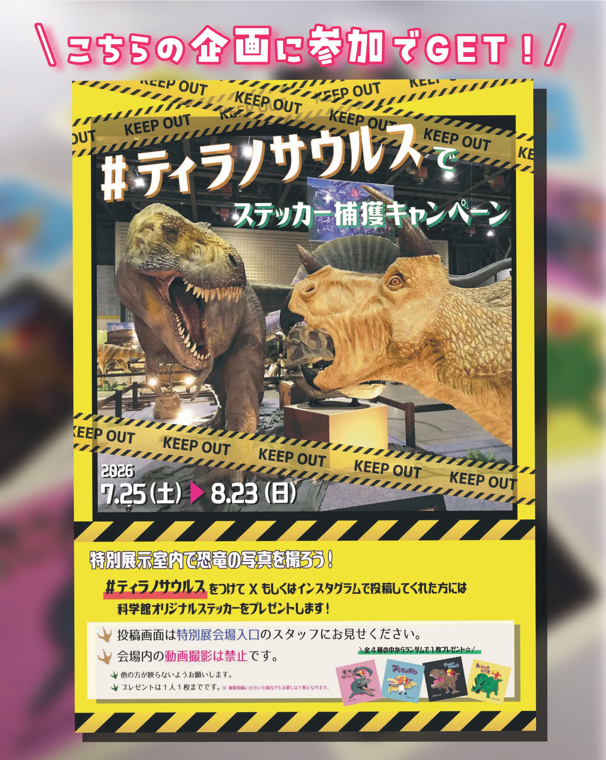 ハッシュタグティラノサウルス でステッカー捕獲キャンペーンのチラシ2