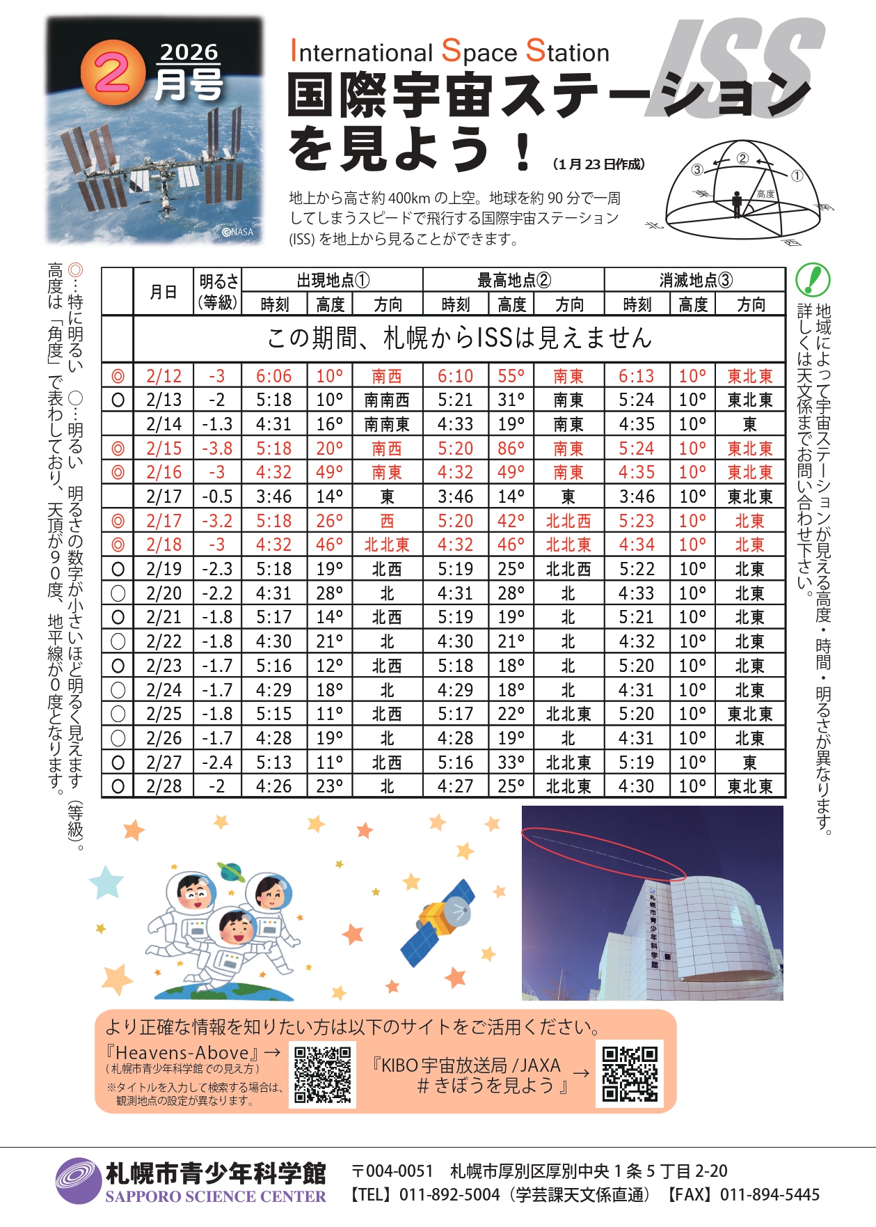 宇宙ステーションを見よう2026年2月号