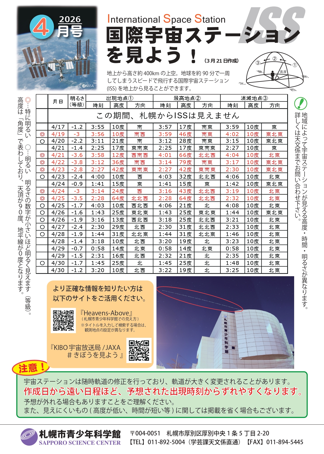 宇宙ステーションを見よう2026年4月号