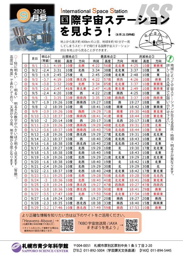 宇宙ステーションを見よう2026年9月号